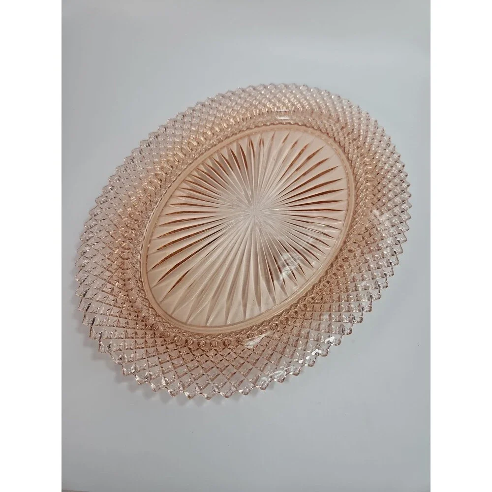 Vintage Anchor Hocking Miss America Pink Depression Glass Serving Platter 12